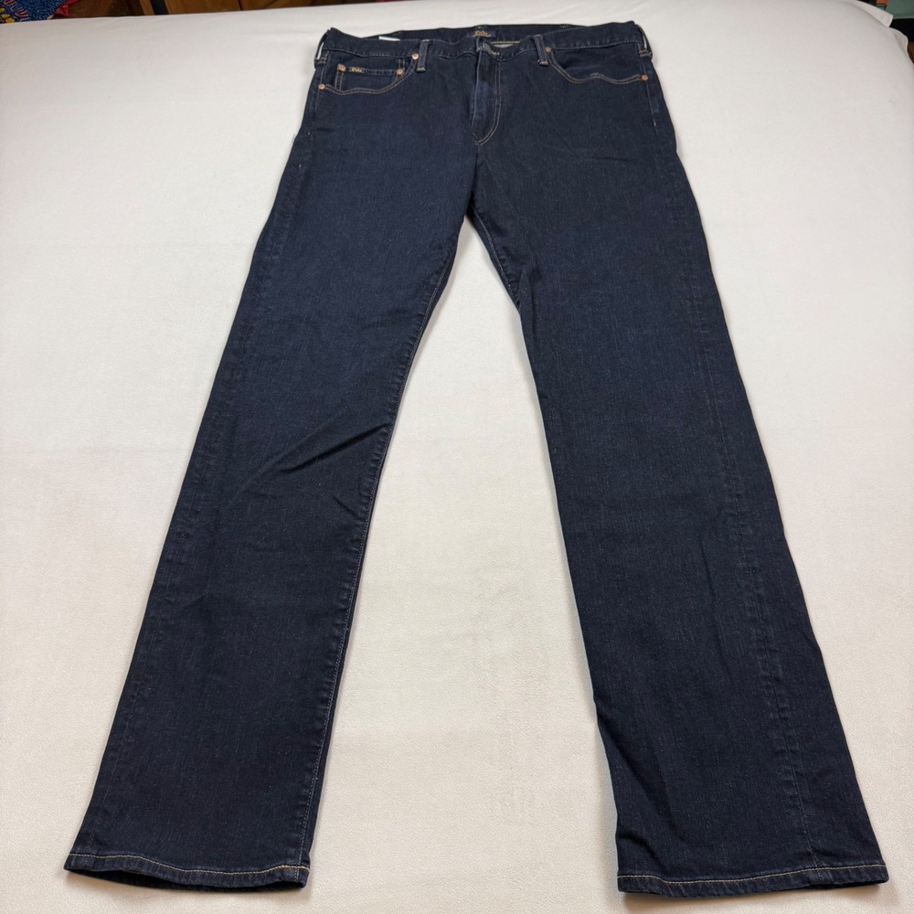 Polo Ralph Lauren Hampton Relaxed Straight Jeans Mens 38Tx36 Dark Wash Indigo
